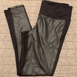 Athleta black leggings w/ faux leather. Size M